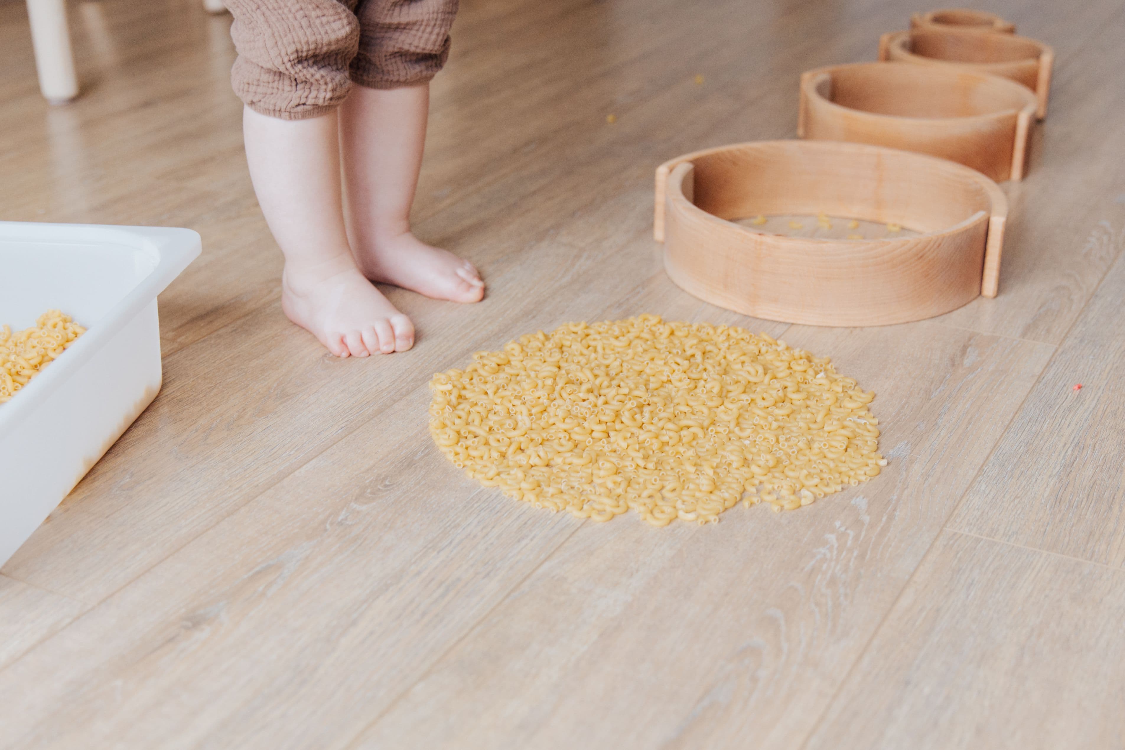 Small plastic buckets for sensory bin play